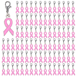 Платина 100шт сплава эмали подвески украшения, Сплав с застежками когтя омара, очарование ленты осведомленности, платина, 31 мм