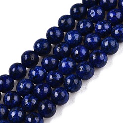 Темно-Синий Окрашенные природные белый нефрит бисер пряди, круглые, темно-синий, 4.5x4~4.5 мм, отверстие : 0.7 мм, около 82~89 шт / нитка, 14.69~15.04'' (37.3~38.2 см)