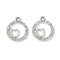 Платина Сплава кристалла горный хрусталь подвески, сердце прелести, uv покрытие, платина, 17.5x14.5x2 мм, отверстие : 1.6 мм