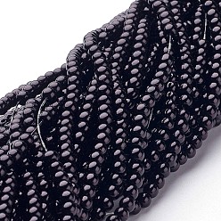 Black Glass Pearl Beads Strands, Pearlized, Round, Black, 3~4mm, Hole: 1mm, about 190~200200pcs/strand, 25.59 inch(65cm)