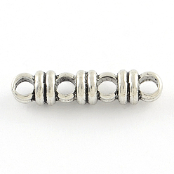 Antique Silver Tibetan Style Alloy Spacer Bars, 4-Hole, Cadmium Free & Lead Free, Antique Silver, 6.5x27x6mm, Hole: 3.5mm, about 374pcs/1000g
