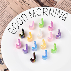 Letter J УФ-покрытие непрозрачные акриловые европейские бусины, бусины с большим отверстием, разноцветные, буква J, 20.5x14x13.5 мм, отверстие : 6 мм