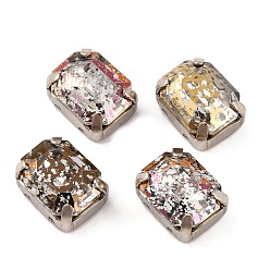 Платина Шить на горный хрусталь, многожильные звенья из стекла, хрусталя и стразов, с настройками латуни, аксессуары для одежды, граненые, прямоугольные, платина, 10x8x6 мм, отверстие : 1 мм