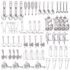 Antique Silver Tibetan Style Alloy Pendants, Tool Shape, Antique Silver, 7.4x7.2x1.7cm, 60pcs/box