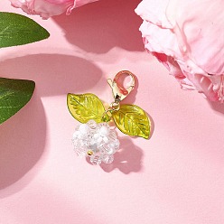 Белый Подвесные украшения из акрила и стеклянного жемчуга, с 304 из нержавеющей стали Lobster Claw застежками, белые, 35.5 мм