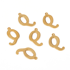 Letter Q 201 подвески из нержавеющей стали, лазерная резка, буквы, золотые, letter.q: 18x14x1.2 мм, отверстие : 1 мм