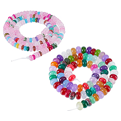 Смешанные камни Нити из синтетического малахита, натурального халцедона, унакита, зелёной пятнистой яшмы, красной яшмы, розового кварца и белого нефрита, рондель, смешанные окрашенные и неокрашенные, 4.5~8x2~5 мм, отверстие : 0.8~1 мм