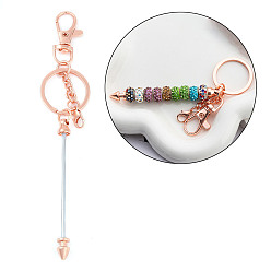 Платиновый & Розовый Золотой Металлические брелки для ключей с бусинами, платина и розовое золото, 156 мм