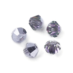 Светло-витражный K 9 стеклянные бусины, граненые, двухконусные, витражный свет, 5x5 мм, отверстие : 1 мм