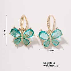 Зеленый Изысканный декор ушей-бабочек для модного модного дизайна мочки уха, золотые, зелёные, 27x19 мм