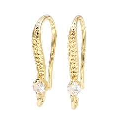 Настоящее золото 18K Латунь микро проложить кубического циркония серьги крючки, с горизонтальной петлей, долговечный, без кадмия и без свинца, реальный 18 k позолоченный, 20x3x8 мм, отверстие : 1.6 мм, штифты : 1 мм