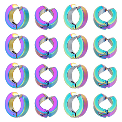 Rainbow Color 12пары вакуумного покрытия PVD 304 фурнитура для сережек-клипс из нержавеющей стали, кольцо, Радуга цветов, 11x4 мм, внутренний диаметр: 6.4 мм