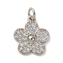 Платина Латунные микро проложить кубического циркония подвески, цветок, стойки покрытие, долговечный, без кадмия и без свинца, с целью перехода в кольце, платина, 15.5x13.5x2.5 мм, отверстие : 3.5 мм