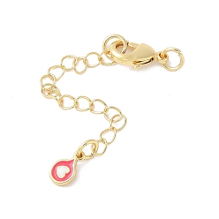 Ярко-Розовый Удлинитель цепи из латуни и эмали в форме сердца, с застежкой-карабином и подвесками, стойки покрытие, без кадмия и без свинца, долговечный, реальный 18 k позолоченный, ярко-розовый, 75 мм