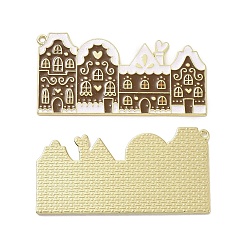 Light Gold Рождественская тематическая стойка с покрытием из сплава эмали большие подвески, с блеском порошок, прелести дома, золотой свет, 30.5x60x1.5 мм, отверстие : 1.8 мм