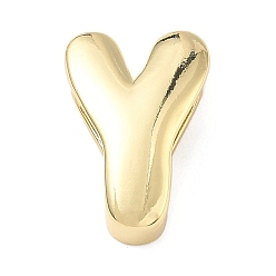 Letter Y Латунные бусины с инициалами, реальный 18 k позолоченный, долговечный, стойки покрытие, без свинца и без кадмия, Письмо Y, 20.5x14.5x6.5 мм, отверстие : 8.5x4 мм
