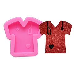 Hot Pink Clothes Shape DIY Pendant Silicone Molds, for Keychain Making, Resin Casting Molds, For UV Resin, Epoxy Resin Jewelry Making, Hot Pink, 48x50x11mm, Inner Diameter: 38x39mm