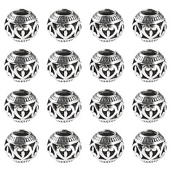 Antique Silver 20Pcs Tibetan Style European Beads, Large Hole Beads, Rondelle, Antique Silver, 11x9mm, Hole: 4.5mm