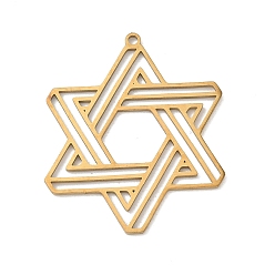 Golden 201 Stainless Steel Pendants, Star of David Charms, Laser Cut, Golden, 33x27.5x1.5mm, Hole: 1.4mm