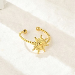 Золотой Солнце 304 открытые манжеты из нержавеющей стали для женщин, золотые, ВС: 12x12 mm, внутренний диаметр: регулируемый