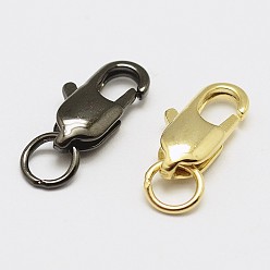(52) Непрозрачная лаванда Карабин-лобстеры, латунные, без кадмия, без никеля и без свинца, разноцветные, 12x6x3 мм, отверстие : 3.8 мм