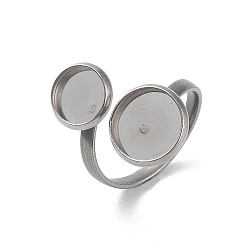 Нержавеющая Сталь Цвет Не тускнеет 304 фурнитура для открытого кольца-манжеты из нержавеющей стали, настройка кольца колодки, плоско-круглые, цвет нержавеющей стали, внутренний диаметр: 17 мм, лоток: 10 & мм 8 мм