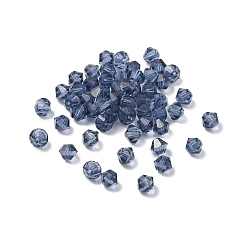 Морской Синий Имитация Австрийские кристаллические шарики, класс AAA, к 9 стекло, граненые, двухконусные, Marine Blue, 3x3 мм, отверстие : 0.7~0.9 мм
