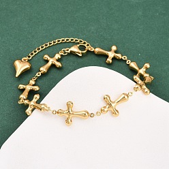 Золотой 304 браслеты-цепочки из нержавеющей стали с поперечными связями, золотые, 9 дюйм (22.8 см)