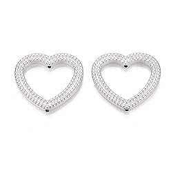 Silver UV Plating Acrylic Bead Frame, Heart, Silver, 38x41x5mm, Hole: 2mm