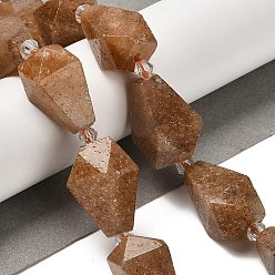 Клубничный Кварц Нити бусин из натурального золотого клубничного кварца, граненые, слеза, с бисером, 19~21.5x12~13 мм, отверстие : 2 мм, около 15~16 шт / нитка, 14.96~15.7 дюйм (38~40 см)