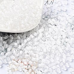 Белый Стеклянная бусина, внутри цветов, круглое отверстие, круглые, белые, 4x3 мм, отверстие : 1.4 мм, 7650 шт / фунт