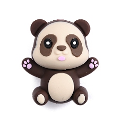 Коричневый Силиконовые бусины, панда, кофе, 28x25.5x17.5 мм, отверстие : 2 мм