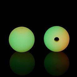 Yellow Green Two Tone Luminous Silicone Beads, DIY Nursing Necklaces and Bracelets Making, Round, Yellow Green, 11.5mm, Hole: 2mm