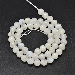 Rainbow Moonstone Round Grade A Natural Rainbow Moonstone Bead Strands, 7.5mm, Hole: 1mm, about 53pcs/strand, 15.5 inch