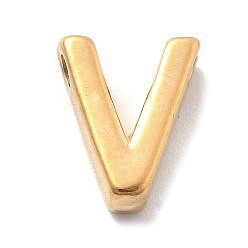 Letter V Ионное покрытие (ip) 304 брелоки из нержавеющей стали, буквенное очарование, реальный 18 k позолоченный, Буква V, 9.5x8.5x3 мм, отверстие : 1.6 мм