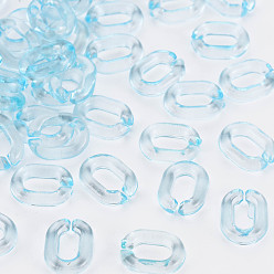Light Sky Blue Transparent Acrylic Linking Rings, Quick Link Connectors, For Jewelry Chains Making, Oval, Light Sky Blue, 10x7.5x2.5mm, Hole: 3x5.5mm