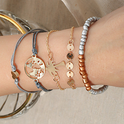 (52) Непрозрачная лаванда 5шт 5 стили набор браслетов из сплава железа для женщин, разноцветные