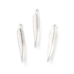 Посеребрённый Латунные подвески, без кадмия и без свинца, лист, 925 серебро покрытием, 23x4x2 мм, отверстие : 1.2 мм