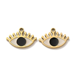 Черный Ионное покрытие (ip) 316l подвески из хирургической нержавеющей стали, без никеля , с эмалью, реальный 18 k позолоченный, очарование сглаза, чёрные, 9x13x1.5 мм, отверстие : 1.2 мм