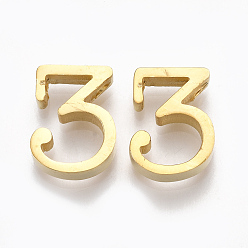 Number 304 Stainless Steel Pendants, Number, Golden, Num.3, 12x9x3mm, Hole: 1.8mm
