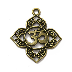 Античная Бронза Сплавочные подвески тибетского стиля, цветок, античная бронза, 33.5x29.5x2 мм, отверстие : 2.3 мм