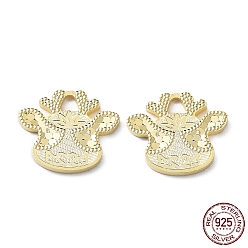 Real 18K Gold Plated 925 Sterling Silver Charms, Deer with Polka Dot Charm, Textured, Real 18K Gold Plated, 12x14x1.2mm, Hole: 2.5x2.2mm
