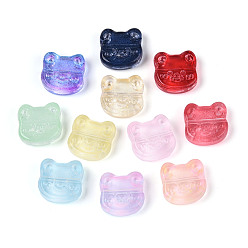 (52) Непрозрачная лаванда Прозрачные стеклянные бусины для выпечки, медведь, разноцветные, 15x15x5~5.5 мм, отверстие : 1.3~1.4 мм