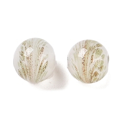 Льняное Полотно Бусины ручной работы бусины золотого песка, круглая с цветком, белье, 9x10 мм, отверстие : 1.6 мм