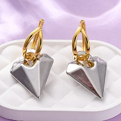 Платиновый & Золотой Двухцветные латунные серьги-кольца в форме сердца, без кадмия и без свинца, стойки покрытие, долговечный, платиной и золотом, 40.5x20 мм