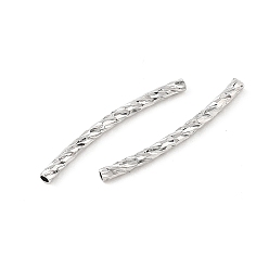 Platino Real Plateado Cuentas de latón shegrace, perlas de tubo curvado, sin cadmio y níque y plomo, Platino verdadero plateado, 20x1.5 mm, agujero: 0.8 mm