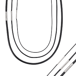 Нержавеющая Сталь Цвет 6 шт. 3 стили изготовление ожерелий из черного вощеного шнура, с 304 нержавеющей стали застежки, цвет нержавеющей стали, 21.85~22.32 дюйм (55.5~56.7 см), 1~3 мм, 2 шт / стиль