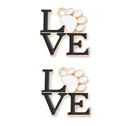 Слово Подвески с отпечатками лап из эмали и сплава, золотой свет, слово, 20x19.5x1 мм, отверстие : 2 мм