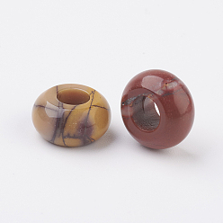 Mookaite Natural Mookaite European Beads, Large Hole Beads, Rondelle, 12x6mm, Hole: 5mm