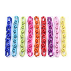 (52) Непрозрачная лаванда Цепочка из непрозрачного акрила ручной работы, овальные, разноцветные, ссылка: 31x19.5x5 mm, около 39.37 дюйм (1 м) / прядь